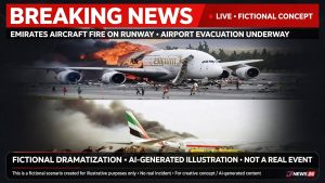 (-)Emirates Aircraft Fire: Emergency Evacuation Footage